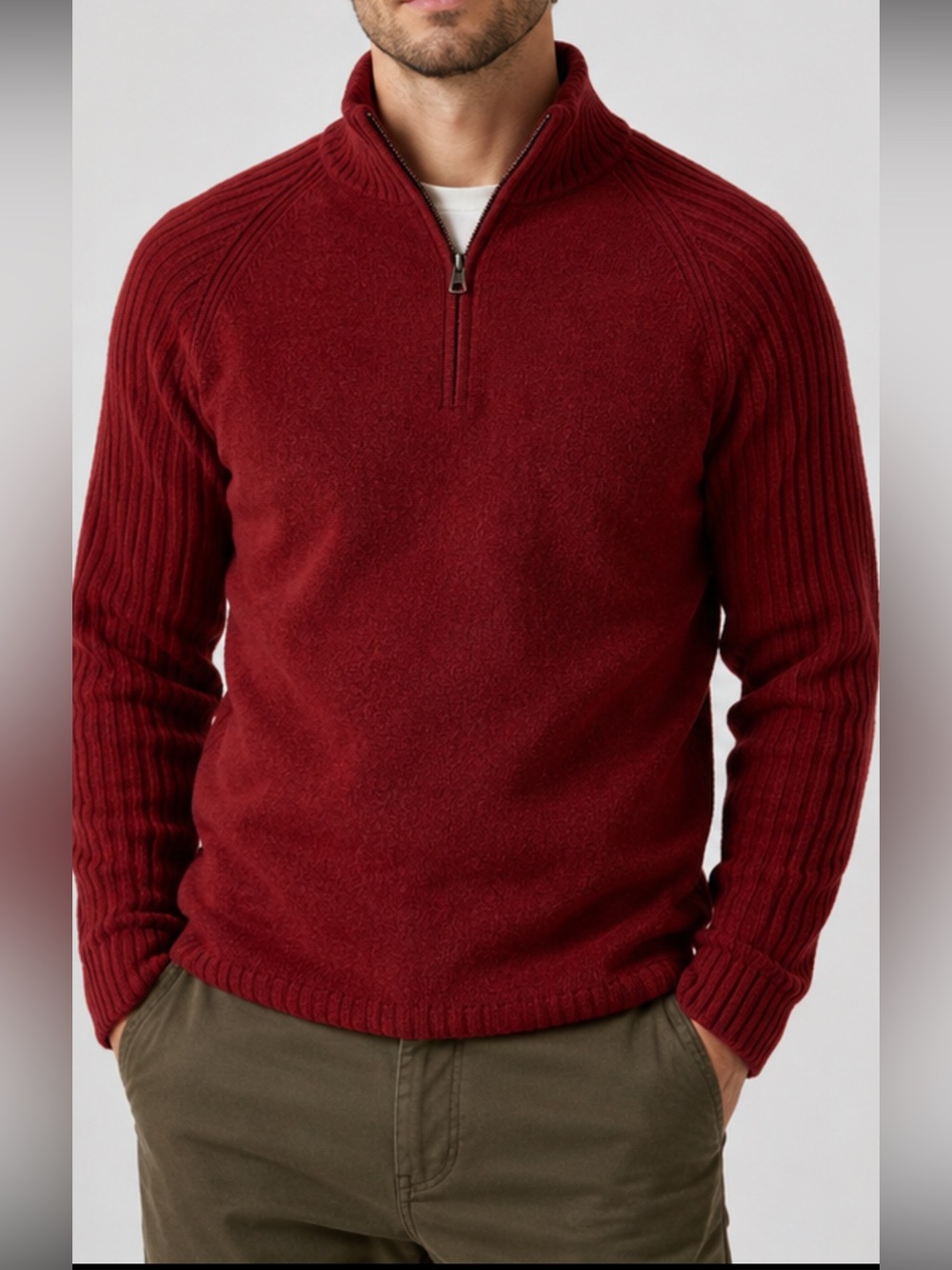 Patagonia Men’s Lambswool Quarter Zip Sweater Size L Burgundy Red